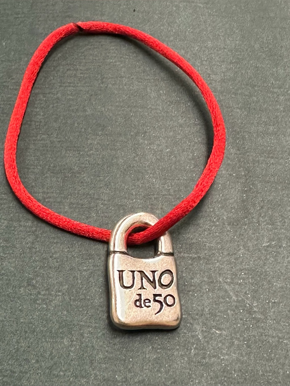 Unode50 Red Satin Cord Silver Padlock Bracelet B11